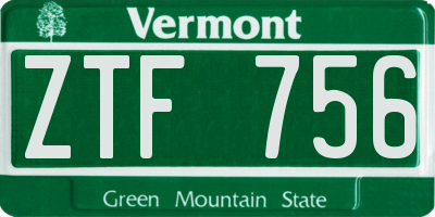 VT license plate ZTF756