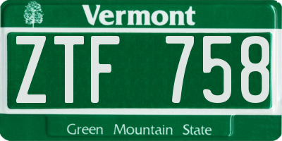 VT license plate ZTF758