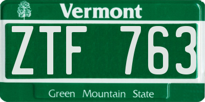 VT license plate ZTF763