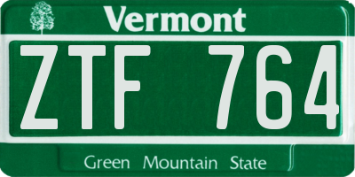 VT license plate ZTF764