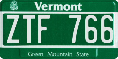 VT license plate ZTF766