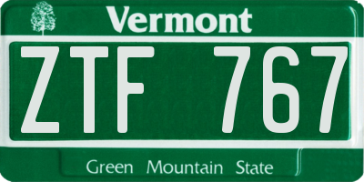VT license plate ZTF767
