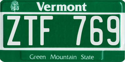 VT license plate ZTF769