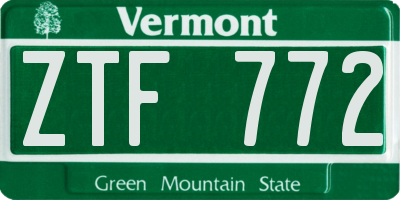VT license plate ZTF772