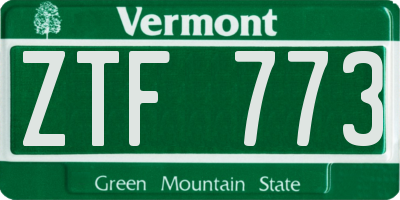 VT license plate ZTF773