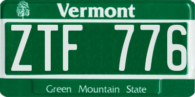VT license plate ZTF776