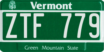 VT license plate ZTF779