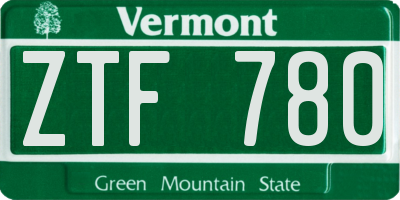 VT license plate ZTF780