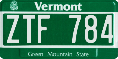 VT license plate ZTF784