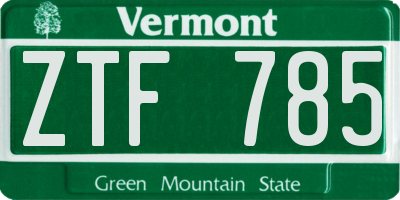 VT license plate ZTF785