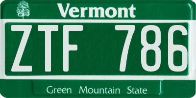 VT license plate ZTF786