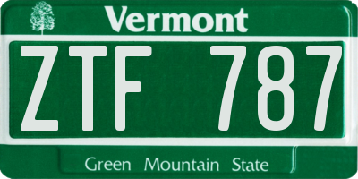 VT license plate ZTF787
