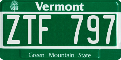 VT license plate ZTF797
