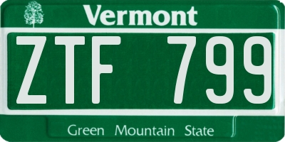 VT license plate ZTF799