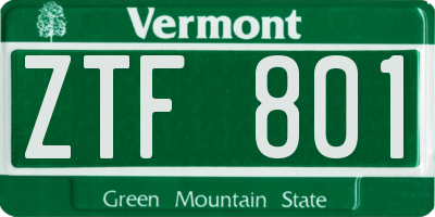 VT license plate ZTF801