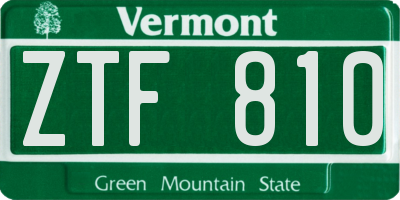 VT license plate ZTF810