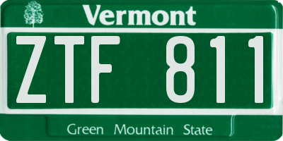 VT license plate ZTF811