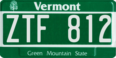 VT license plate ZTF812