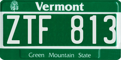 VT license plate ZTF813
