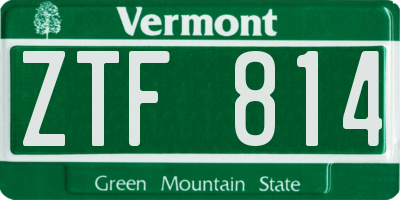 VT license plate ZTF814