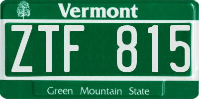 VT license plate ZTF815
