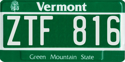 VT license plate ZTF816