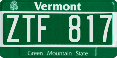 VT license plate ZTF817