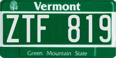 VT license plate ZTF819