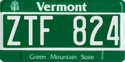 VT license plate ZTF824