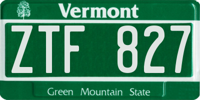 VT license plate ZTF827