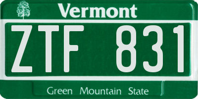 VT license plate ZTF831