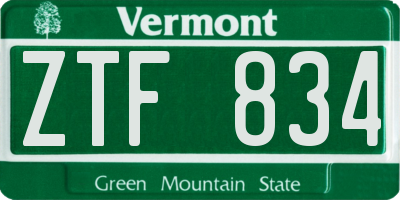 VT license plate ZTF834