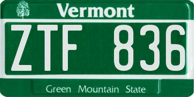 VT license plate ZTF836