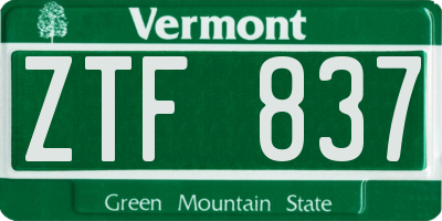 VT license plate ZTF837
