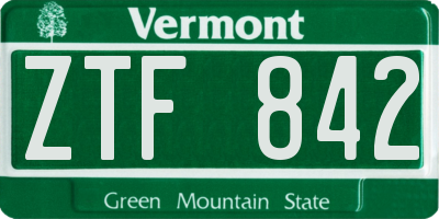 VT license plate ZTF842