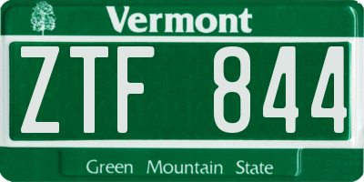 VT license plate ZTF844