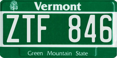 VT license plate ZTF846