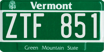 VT license plate ZTF851