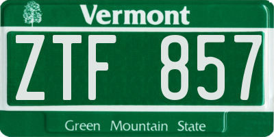 VT license plate ZTF857