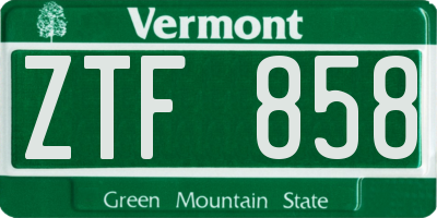 VT license plate ZTF858