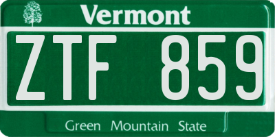 VT license plate ZTF859