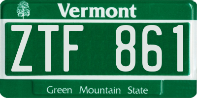 VT license plate ZTF861