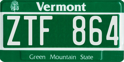 VT license plate ZTF864