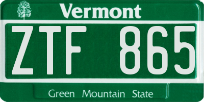 VT license plate ZTF865