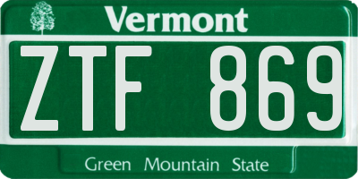 VT license plate ZTF869