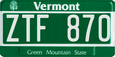 VT license plate ZTF870