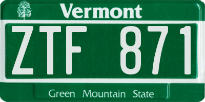 VT license plate ZTF871