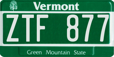 VT license plate ZTF877