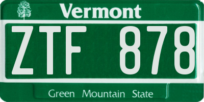VT license plate ZTF878