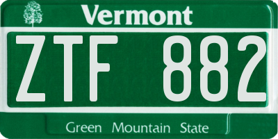VT license plate ZTF882